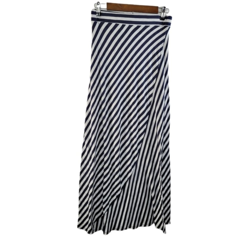 4/$25 Cato Navy Blue Striped Straight Maxi Skirt Size Small